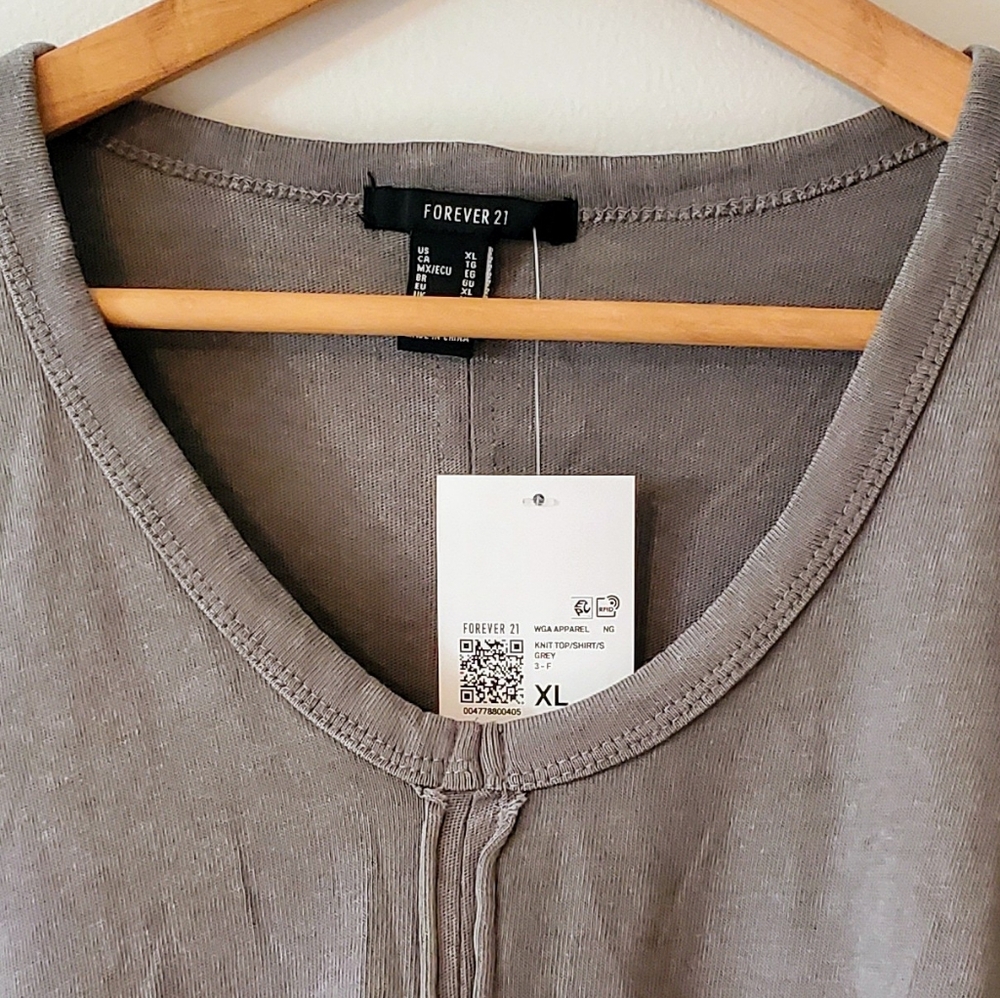 NWT Forever 21 Drop-Sleeve Cropped Tee Shirt - Grey Size XL - Picture 6 of 10
